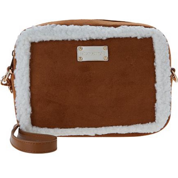 BEARPAW Faux Fur Shearling Trim Camera Bag - Picture 1 of 8